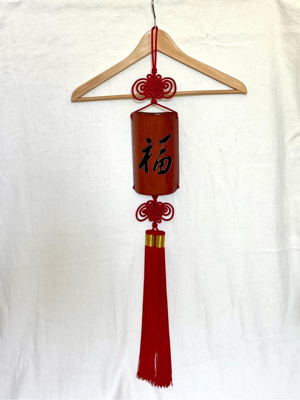 Good Fortune Red Hanging Tassel with Gold Accent - Traditional Home Decor